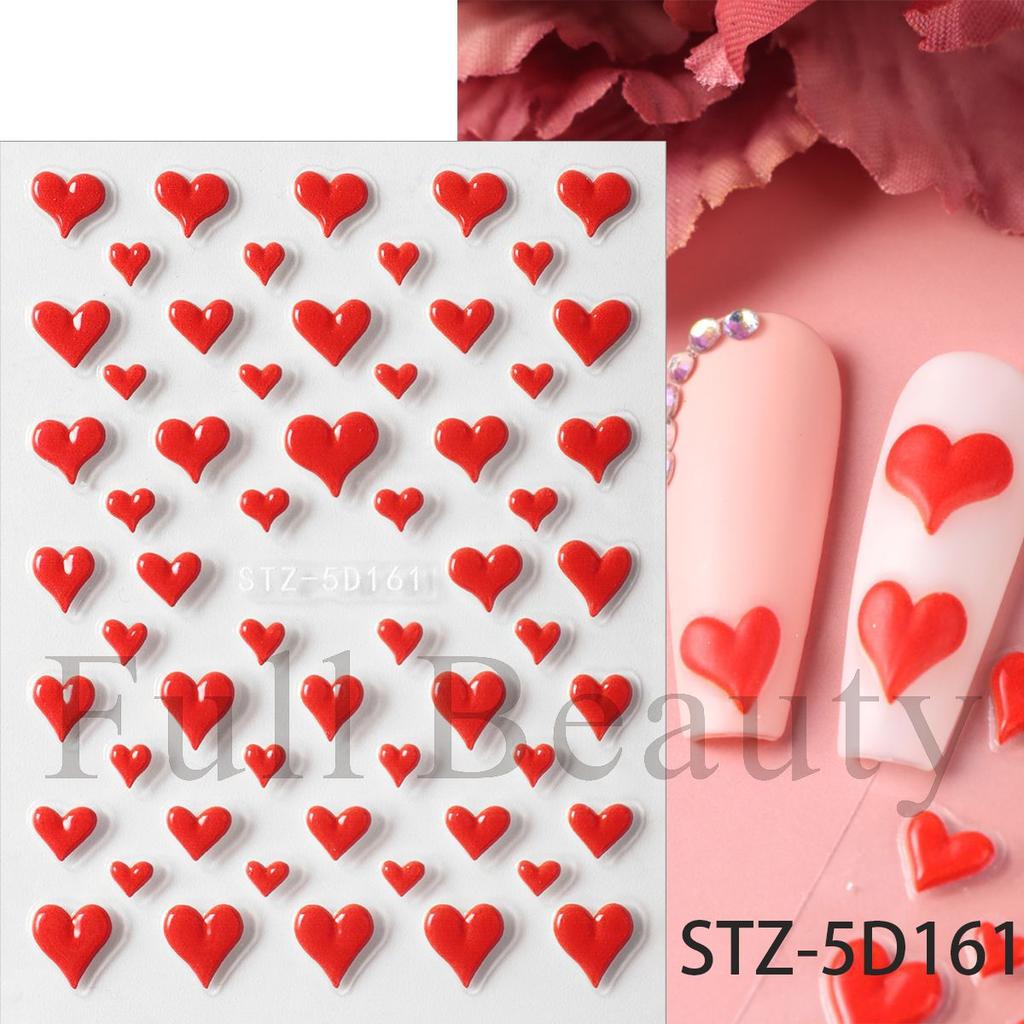 5D New Embossed Nail Art Sticker Valentine's Day Romantic Love Heart Nail Art Sticker