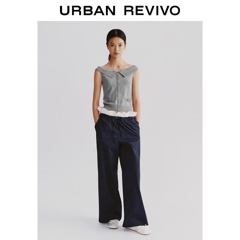 UR2026 Women s Off-Shoulder Bow Knit Top L