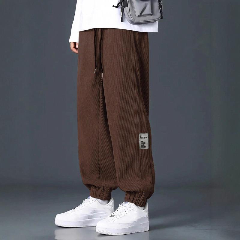 Casual sports corduroy loose trendy brand men's trousers straight multi-pocket overalls