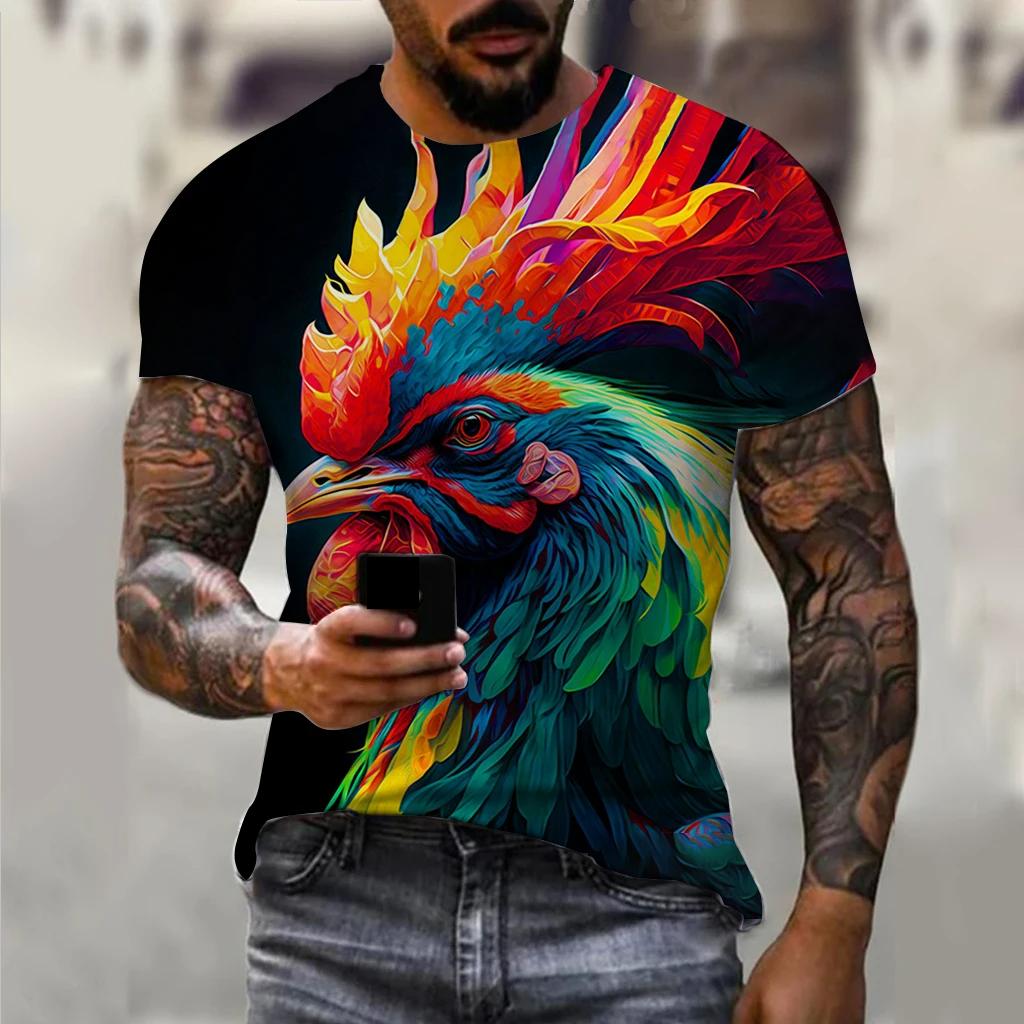Tricou bărbați pentru bărbați Tricouri grafice cu cocoș cu animale imprimate 3D Topuri supradimensionate Tricouri cu mâneci scurte de stradă Îmbrăcăminte bărbătească de vară