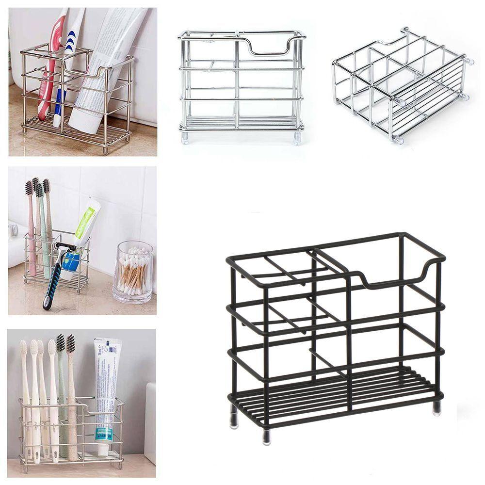 Stainless Steel Toothpaste Holder Freestanding Base Countertop Rack Storage Holder Wash Basin