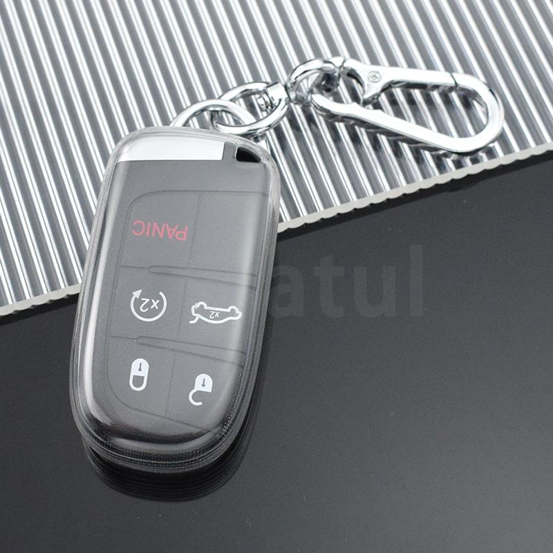 Transparent TPU for Jeep Renegade Compass Grand Cherokee for Chrysler 300C Wrangler Dodge Car Key Cover Case Fob Shell Holder