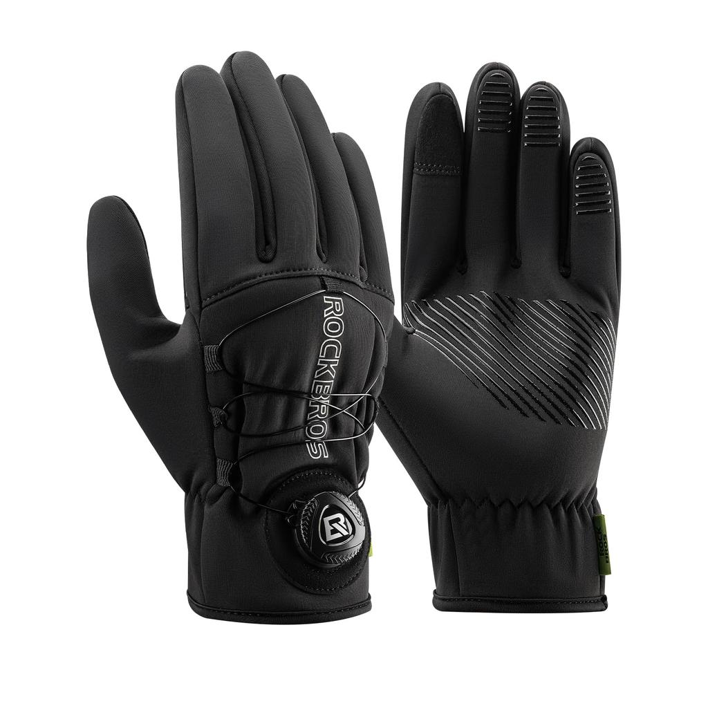 ROCKBROS Winter Cycling Smartphone Adjustable Suitable for Road Outdoor and and Size XL Gloves, Compatible, Windproof, Fleece-Lined, Non-Slip, Dial,