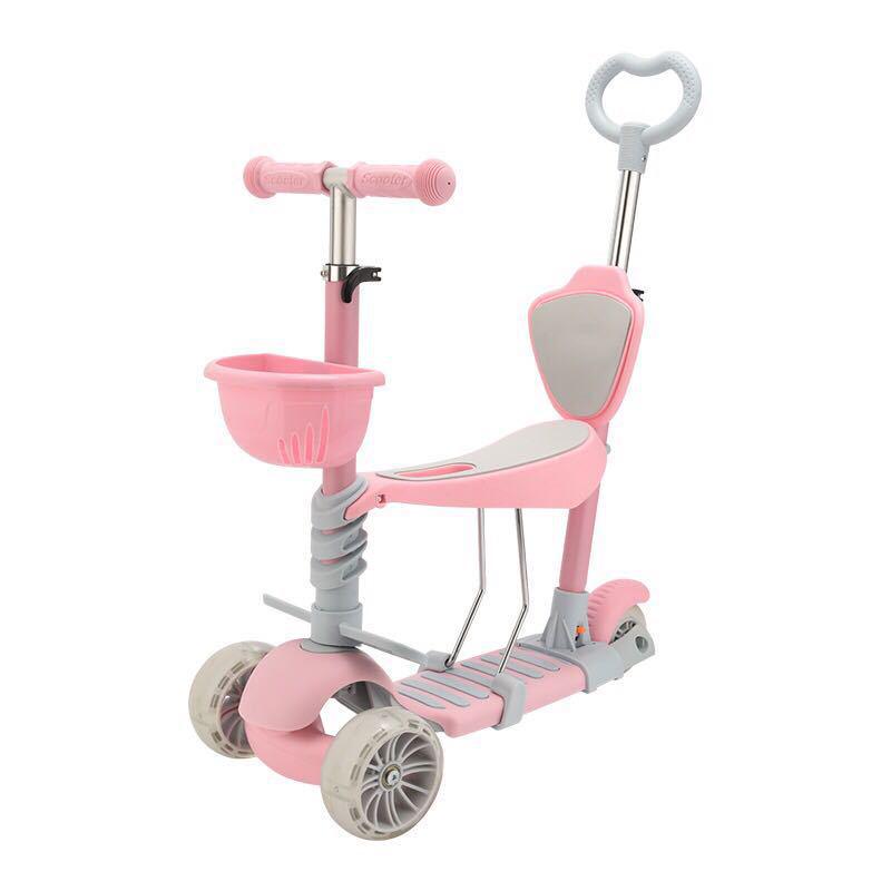 3-in-1 Kids' Scooter for Ages 2-6: Convertible Seat, Flashing Wheels, Three-Wheel Wiggle Board.