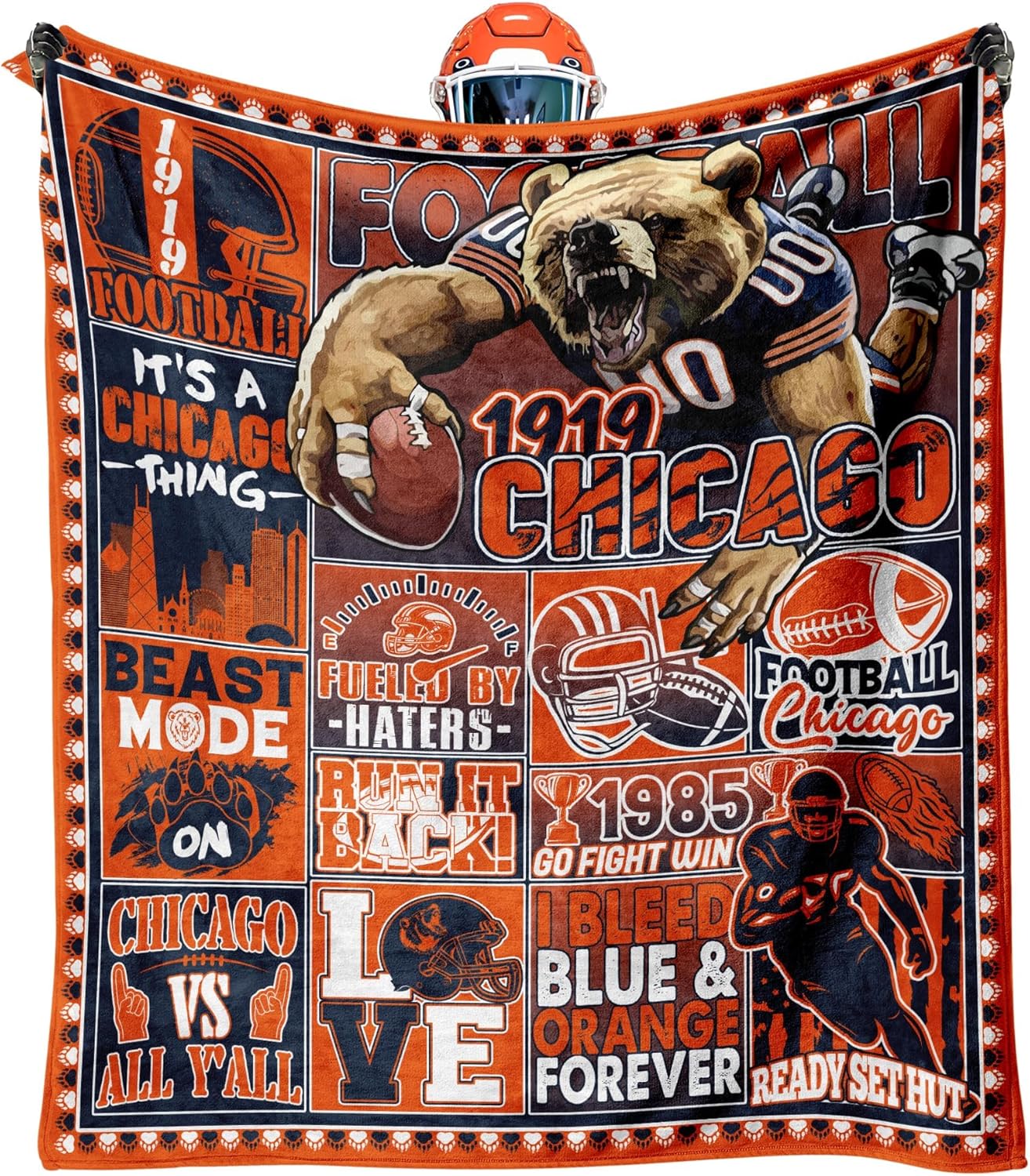 

Chicago Football Fan Throw Blanket Perfect Couch Throws for Hot Sleepers x Cooling Gift 100x150cm