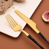 Jankng 20Pcs Imitation Wood Handle Cutlery Set Knife Fork Spoon Dinnerware Set Western Kitchen Stainless Steel Tableware Set
