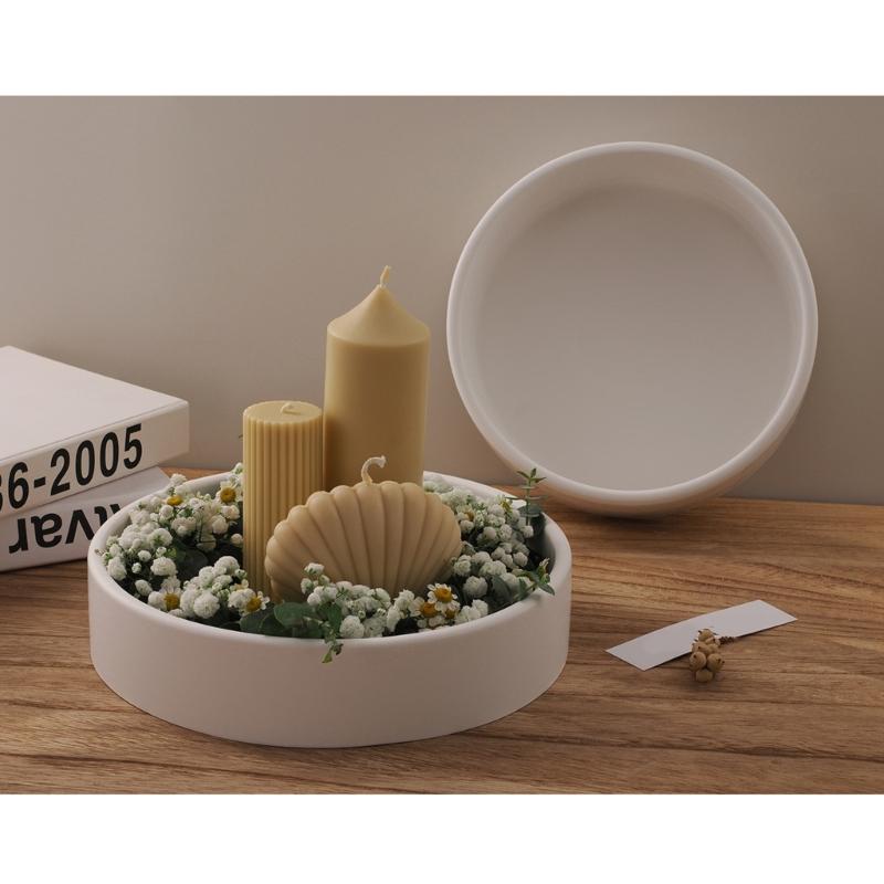 Round Storage Bowl Silicone Molds Candle Tray Molds Plaster Molds Epoxy Resin Molds Castings Molds Flower Pots Molds