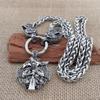 Viking Thor Hammer Wolf Head Necklace Bold Mens Jewelry Pendant for Men