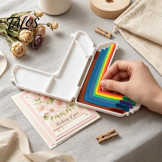 Guida all'allineamento Talos Paper Art con etichette colorate e marcature dimensionali, da 1/16 a 1/2 pollice, 7 distanziatori per realizzazione di biglietti, scrapbooking, lavoretti fai-da-te, custodia