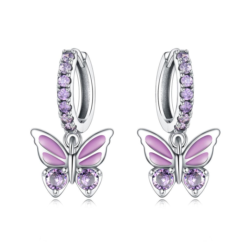 S925 Silver Exquisite Butterfly Hoop Earrings With Sparkling Zircon Dragonfly Design Elegant And Versatile Accessory