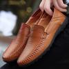 2025 Spring Men's Casual Leather Slip-on Loafers: Fashionable and Trendy
