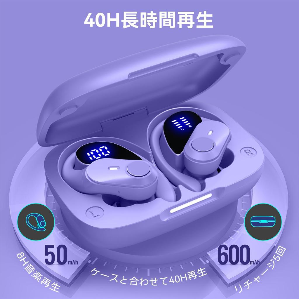 Bluetooth Wireless Up To 40 Hours of Sound AAC LED No Accidental Button Comfortable IPX7 Sports Suitable for Web Earbuds, Earbuds, Over-the-Ear