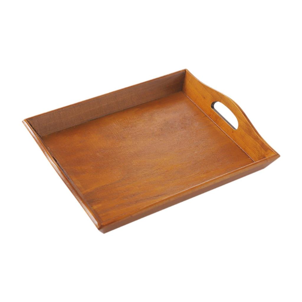 Rectangular Wooden Serving Tray for Coffee Table, Simple Storage Cafe, Party,
