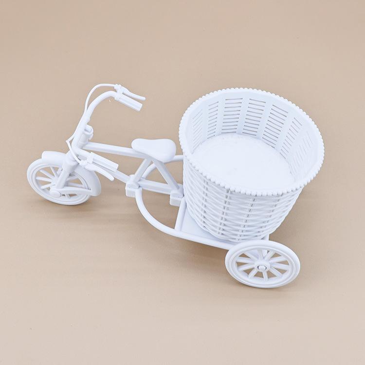Tricycle Flower Cart Rattan Basket for Flower Arrangements and Home Decoration