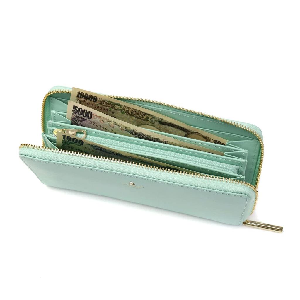 LANVIN en Bleu Luxembourg Women's Large Zip-Around Long Wallet with Bill and Card Slots, Size 480119-32 (Old Rose)