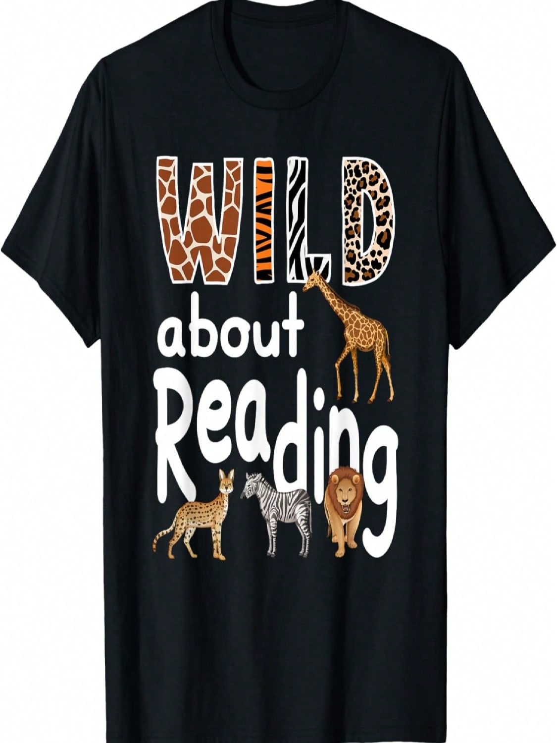 Zoo Animals Wild About Reading Books Reader Lover Librarian T-Shirt S