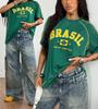 Mode Dames Tops met Korte Mouwen Braziliaanse Stijl 3D Print Casual Sport T-shirt Ademend Voetbal Fans T-shirt Casual Sexy Streetwear