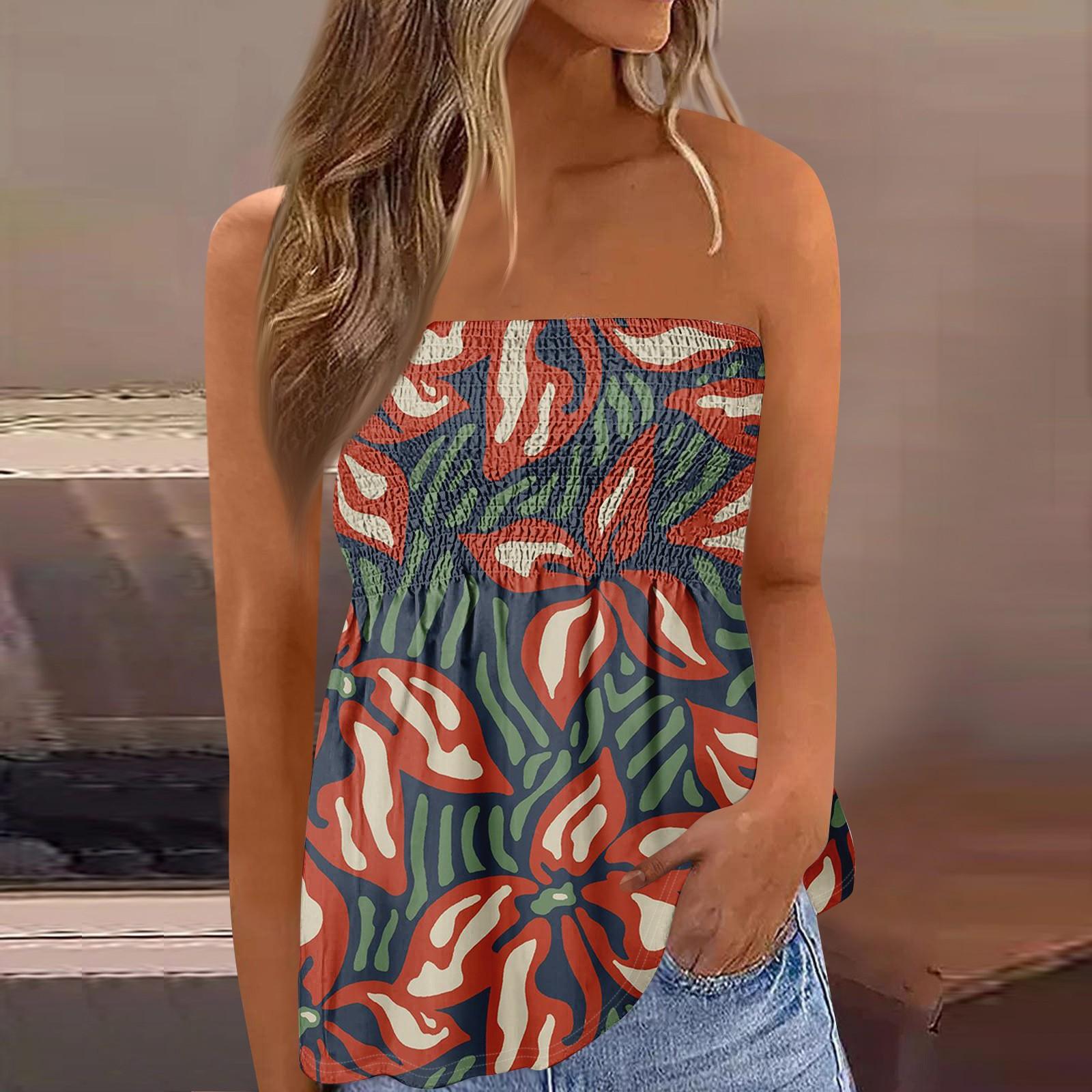 

Топы-трубы для женщин, милая сексуальная футболка без рукавов с открытыми плечами и принтом XL