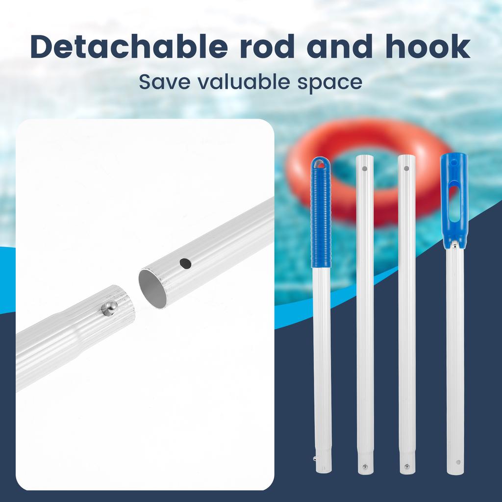 Pool Pole Hook Detachable Plastic Pool Retrieval Hook with 60 Inches Adjustable Aluminum Alloy Pole for Grabbing The Robotic