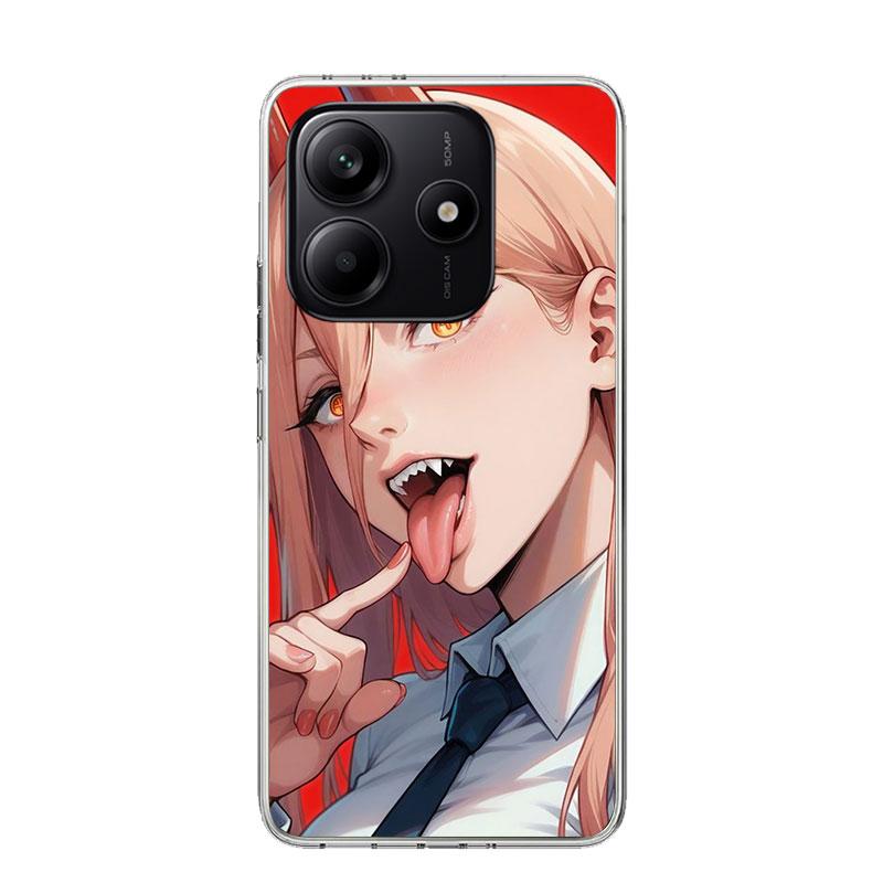 C-Chainsaw Mans Power Phone Case For Xiaomi Redmi Note 15 14 13 12S 12 Pro Plus 11S 11E 11 11T 10S 10 Art Soft Pattern Cover Red