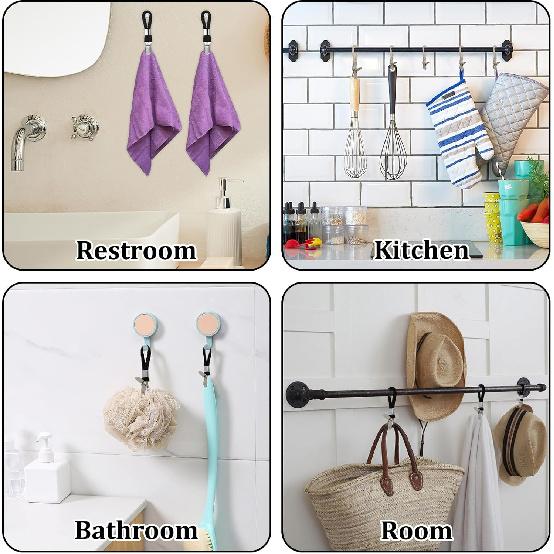 10 Pieces of Towel Clips, Metal Kitchen Towels Clips, Braided Cotton Loop, Sturdy and Durable, Effective Space Saving, Suitable for Home Kitchen