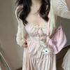 Pink French Lace Patchwork Camisole Dress - Gentle Summer Vacation Style Fairy Long Dress