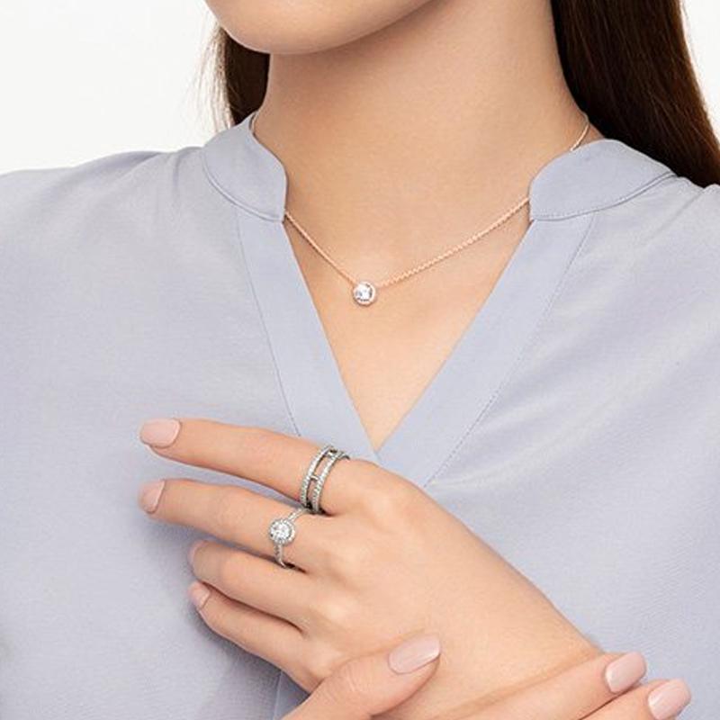 Pandora Klasyczny Elegancki Srebrny 925 Naszyjnik Choker Kobiety naszyjnik Różowe Złoto 386240CZ