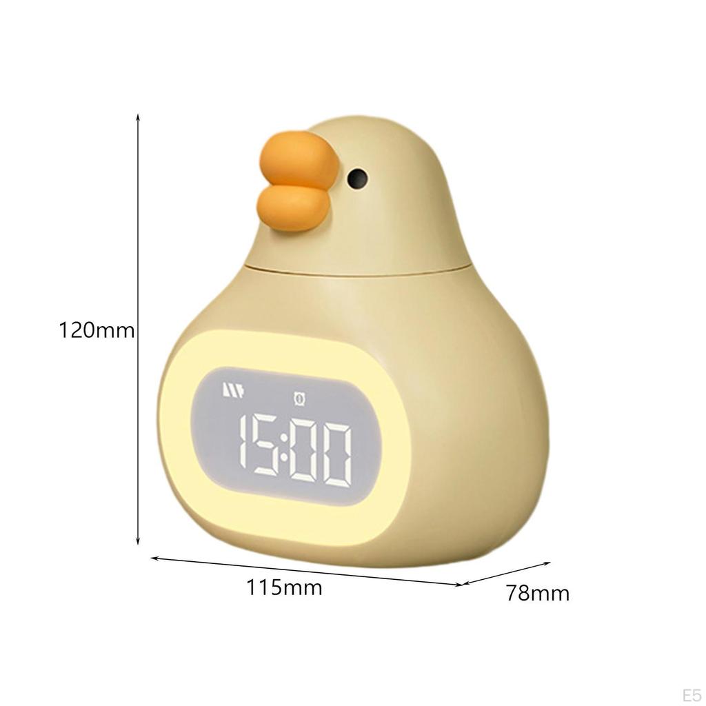 Cartoon Digital Alarm Clock Rechargeable 5Mins Snooze 12/24 Settings Kids Wake up Sleep