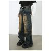 Vintage Overalls Men's Jeans High Street Loose Straight Multi Pockets Wide Leg Pants Straight Loose Jeans for Men Fashionable and Comfortable Pants