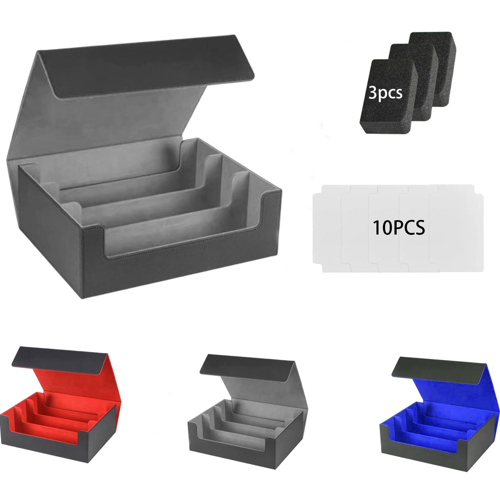 

Магнитный Дек 3 Вмещает 1800 Большой PU Кожа Игровой Стол Большая Вместимость Хранение Карт Коллекционные Карты Жесткий Легко Чистить 10 Специальных Протекторов 3 чёрный