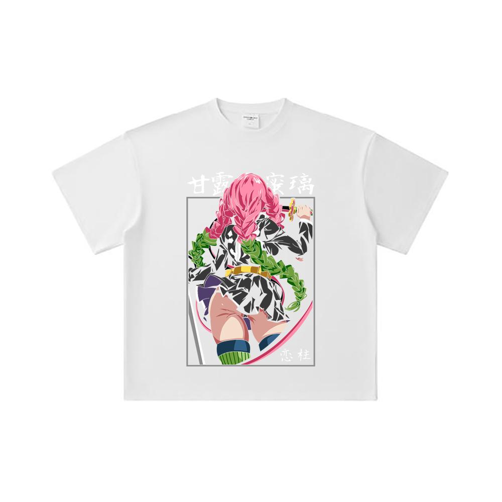 260 GSM Double Yarn 32 Count 100% Cotton Demon Slayer V75 Mitsuri Print Unisex Heavy Cotton T Shirt