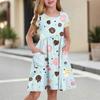 Children's Skirt Round Neck Short Sleeve Princess Dress Fashion Casual Pocket Dress For Girls