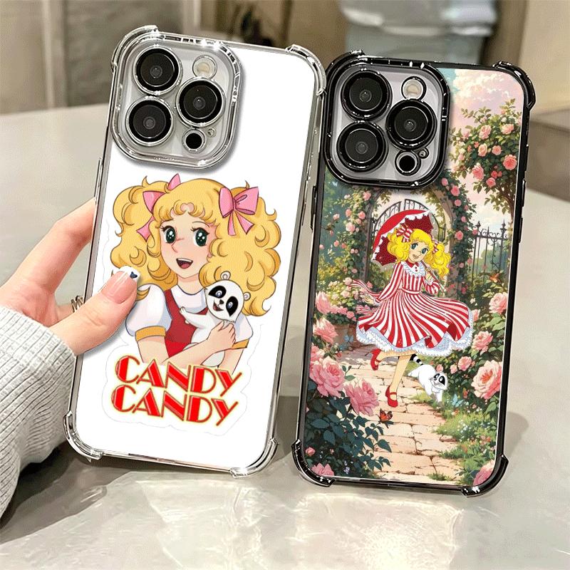 Anime Candy Candy Plating Phone Case For Iphone 16 17 Pro Max Air 16E 14 15 Plus 12 13 Mini Anti-Fall Airabag Cover