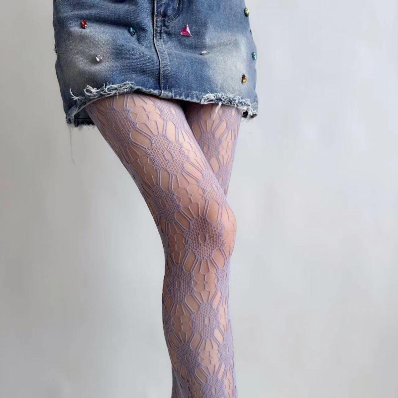 

Женские черные сексуальные кружевные сетчатые цветочные ажурные колготки Лолита сладкие шелковые чулки JK Shaping Personality Mesh Pantyhose One Size