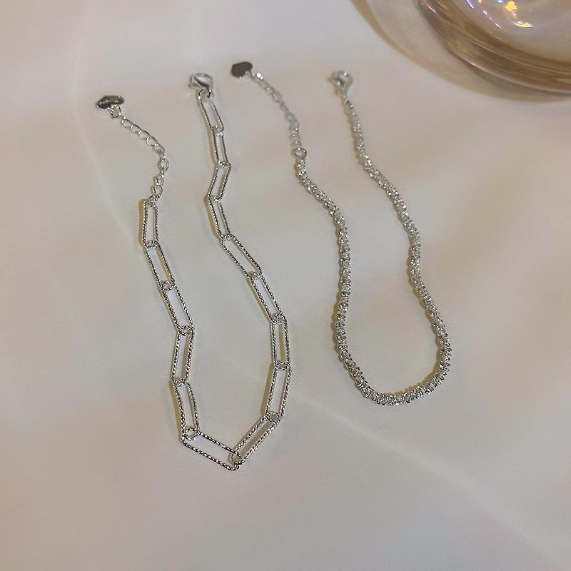 iF ME 2pcs/set Fashion Double Silver Glitter Bracelet Heart-shaped Pendant Bangles Accessories Women