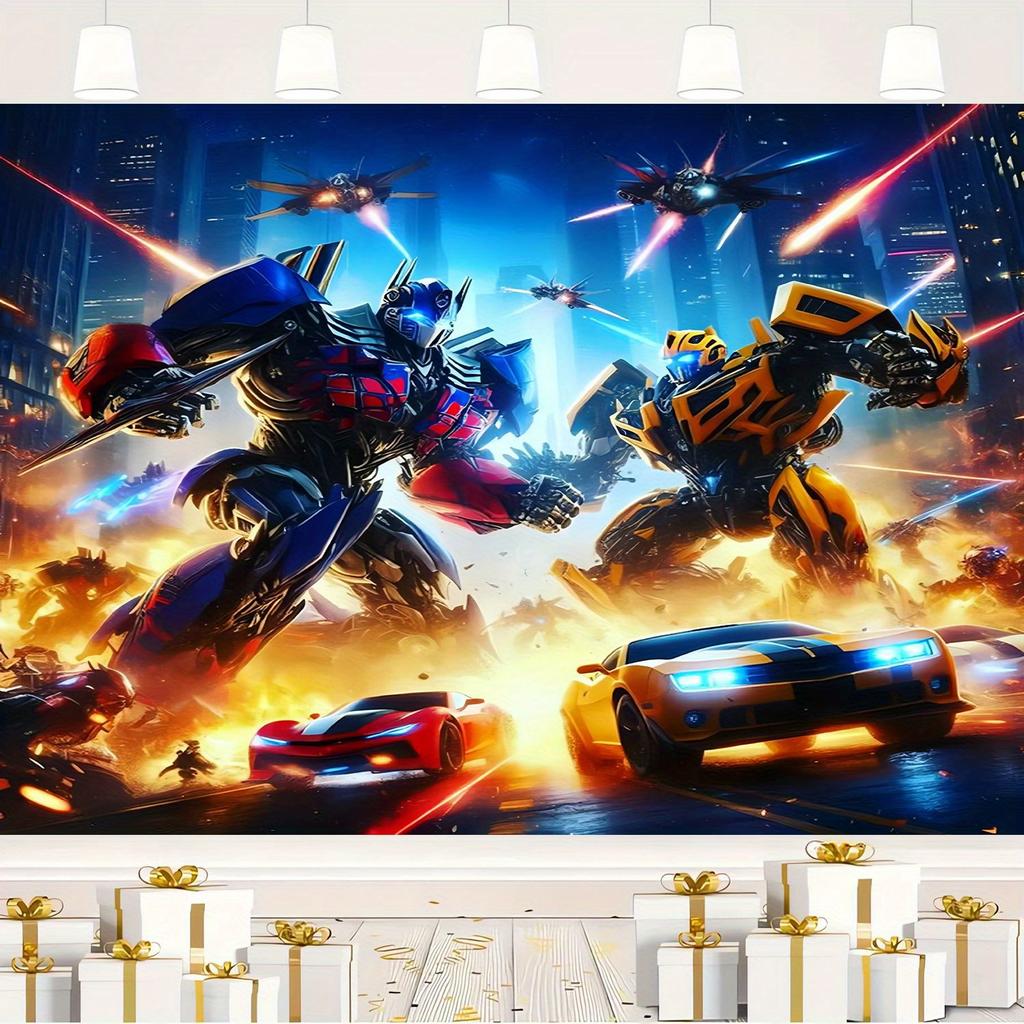 Transformers Optimus Prime Bumblebee Cool Customizable Children Boy Birthday Party Decoration Banner Background RoomPoster Props
