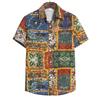 Men's Cardigan Short Sleeve Hawaiian Beach Flower Shirt Men's Turtleneck Shirt