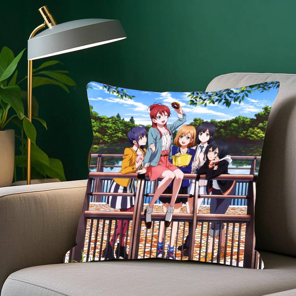 Anime S-SHIROBAKO Pillow Case Home Decor Throw For Sofa Bed Car Room Decor Gift Idea