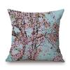 Oil Painting Flower Tree Blossom Pink Floral Cottton Linen Sofa Throw Pillow Case Home Decorative Cushion Cover