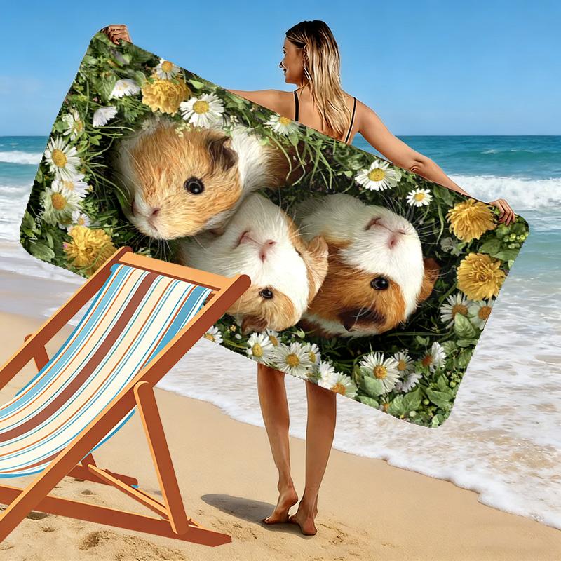 Guinea Pigs Print Beach Towel, Large Soft Quick Dry Towel for Beach Camping Swimming