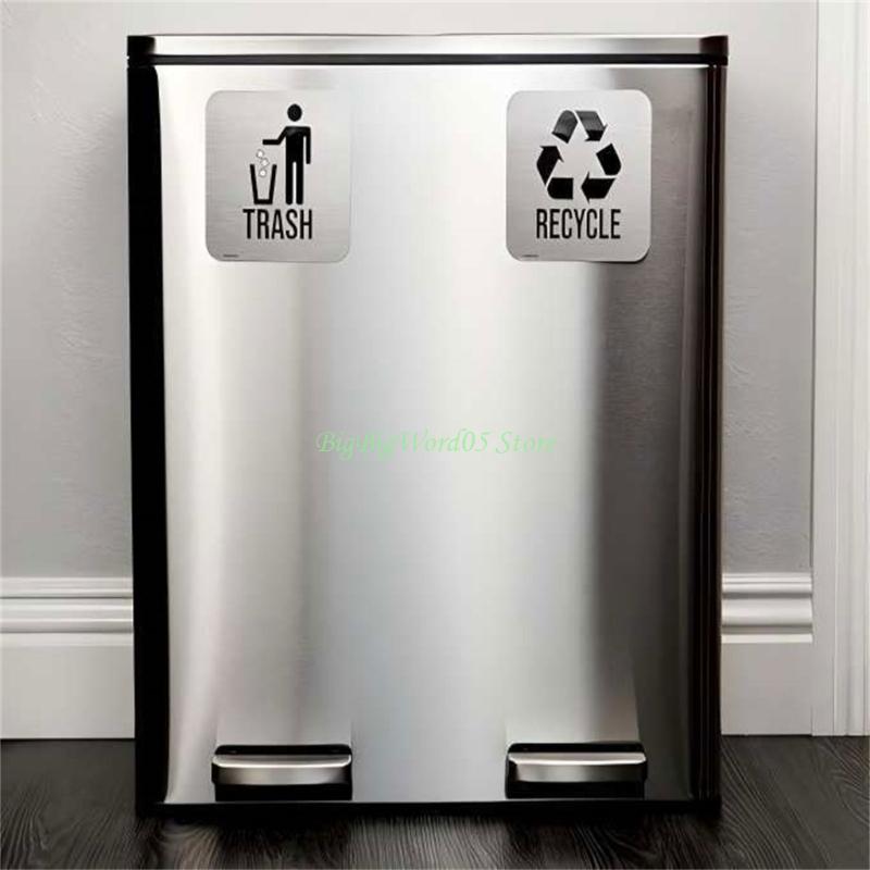 24TE Recycling & Trash Bin Stickers Easy to Apply Outdoor Indoor Waste Management