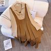 Plus-size Women's Faux Two-piece Dress, Casual and Slimming, Sweet Style, Suitable for Spring and Autumn Seasons.
