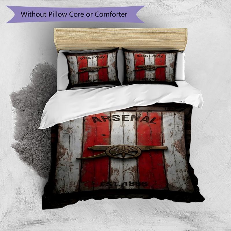 3pcs Duvet Cover Set (1*Duvet Cover + 2*Pillowcase, Without Core),football Team F.C Print Bedding Set, Bedroom Decor, All‑Season, Birthday Gift