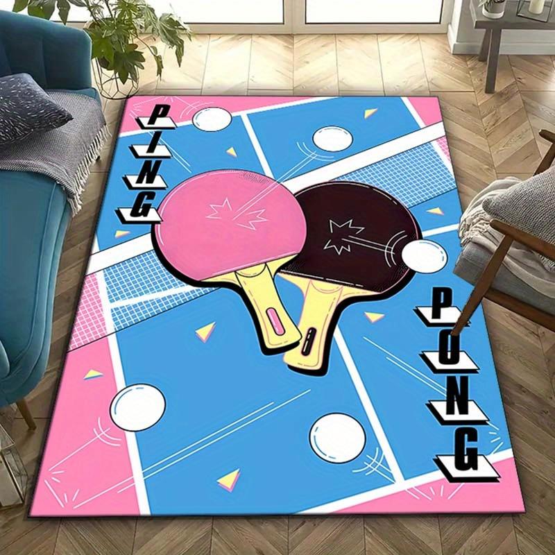 Crystal Velvet Table Tennis Racket Printed Area Rug Carpet for Bedroom Living Room Home Decor Non Slip Mat, Floor Mat, Bedside Rug, Stylish