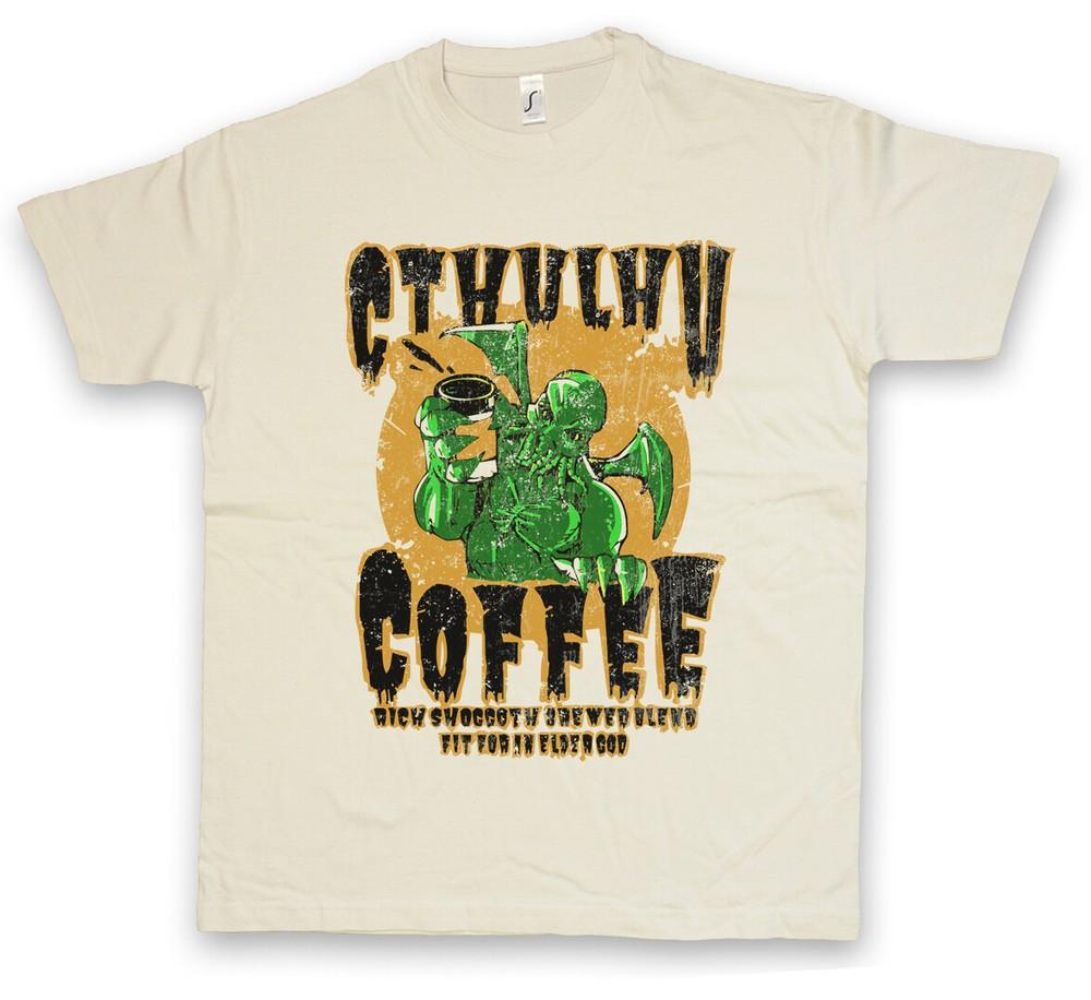 

CTHULHU COFFEE T SHIRT Wars Horror Arkham H. P. Miskatonic Dunwich S