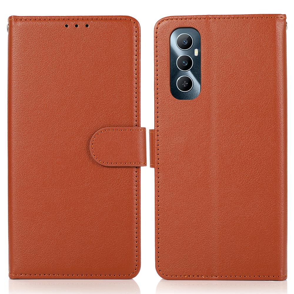 For Realme C65 4G Case Wallet Stand View PU Leather Phone Cover with Wrist Strap