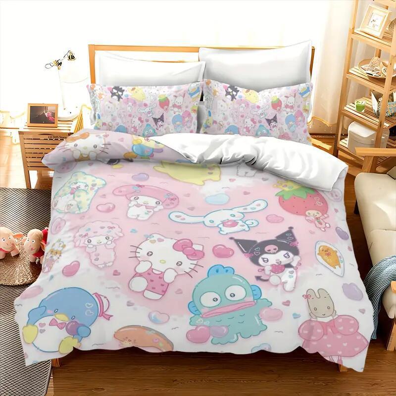

Домашний текстиль Три предмета Цифровая печать Милый котенок Мультяшное стеганое одеяло Наволочка Постельное белье 90 * 200