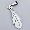 Stainless Steel Feather Necklace Charm Pendant W/ Rhinestone - Silvery