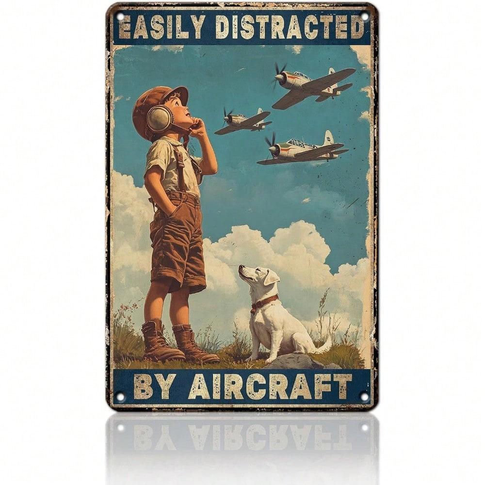 Metal Wall Art Vintage Airplane Poster 8x12 Inch Retro Garage Decor