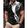 Men's Fashion Golf Collar T-shirt Casual 3D Printed Polyester Short Sleeve Collar T-shirt Micro Elastic Collar T-shirt